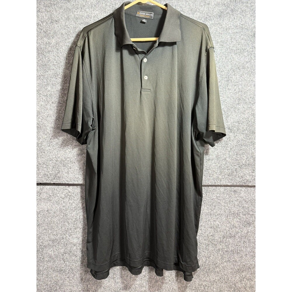 Peter Millar Summer Comfort Polo Shirt Men's XXL Black Performance Golf